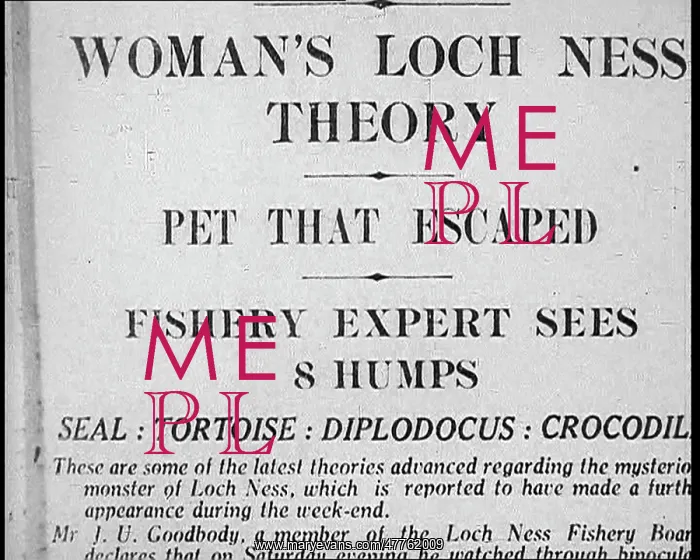 : Newspaper Headline Reading - Woman's Loch Ness : Newspaper Headline Reading - Woman's Loch Ness