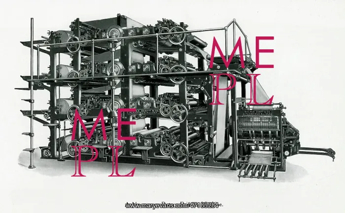 : Newspaper rotary printing machine 1908 : Newspaper rotary printing machine 1908
