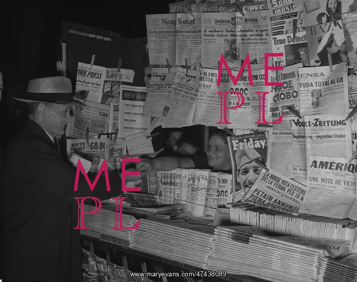 : Newsstand with foreign language newspapers : Newsstand with foreign language newspapers
