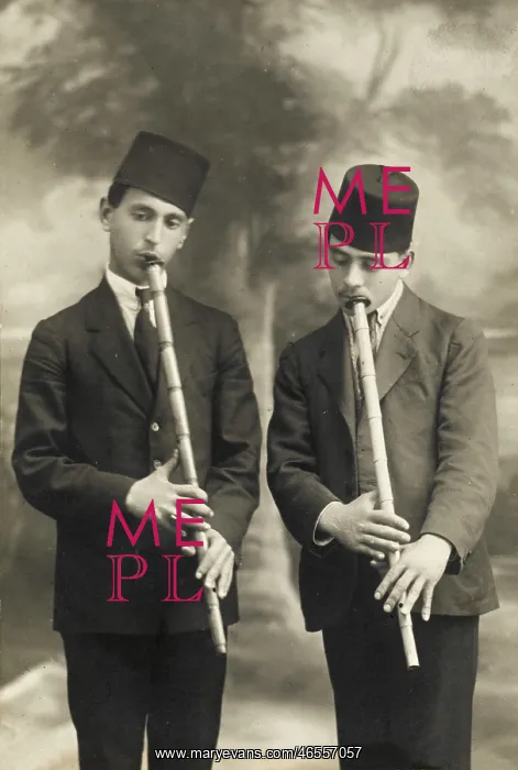 : Two ney-playing Dervishes practising : Two ney-playing Dervishes practising
