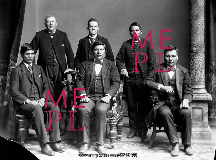 : Nez Perce delegates with Benjamin Beveridge ? : Nez Perce delegates with Benjamin Beveridge ?