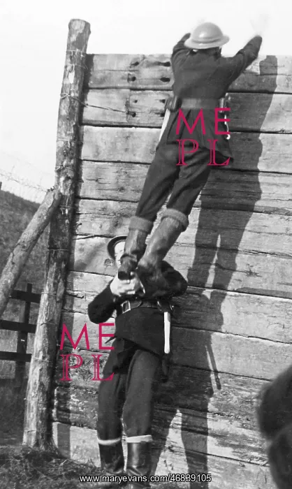 : NFS firefighters at assault course training camp, WW2 : NFS firefighters at assault course training camp, WW2