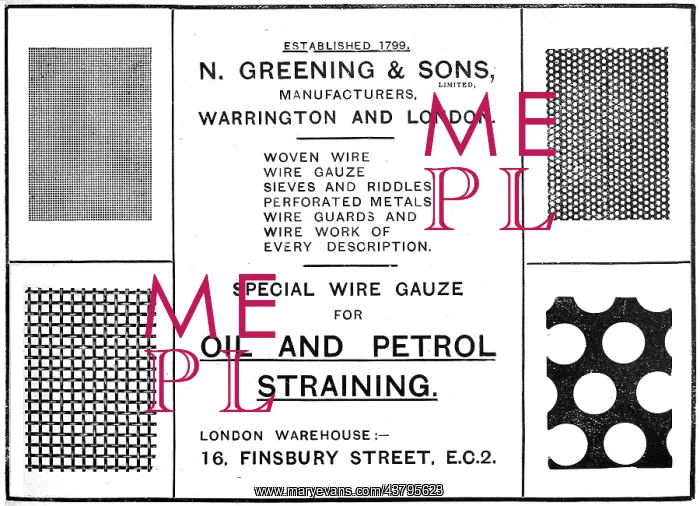 : N.Greening & Sons. Manufacturers : N.Greening & Sons. Manufacturers