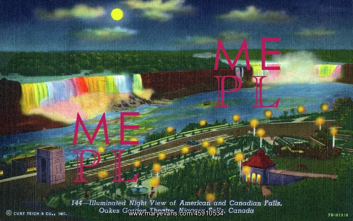 : Niagara Falls - Illuminated in multi-colour at night : Niagara Falls - Illuminated in multi-colour at night