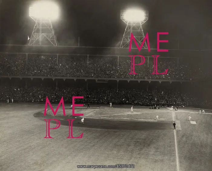 : Night baseball at Ebbets Field in Brooklyn : Night baseball at Ebbets Field in Brooklyn