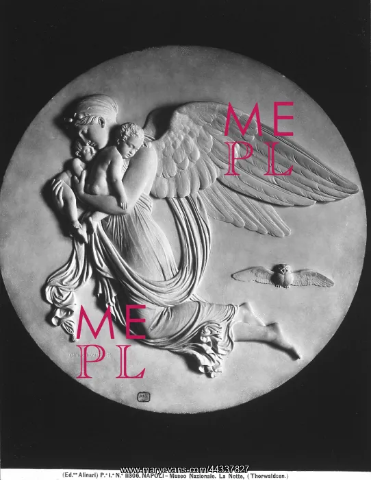 : Night. Marble bas-relief by Bertel : Night. Marble bas-relief by Bertel