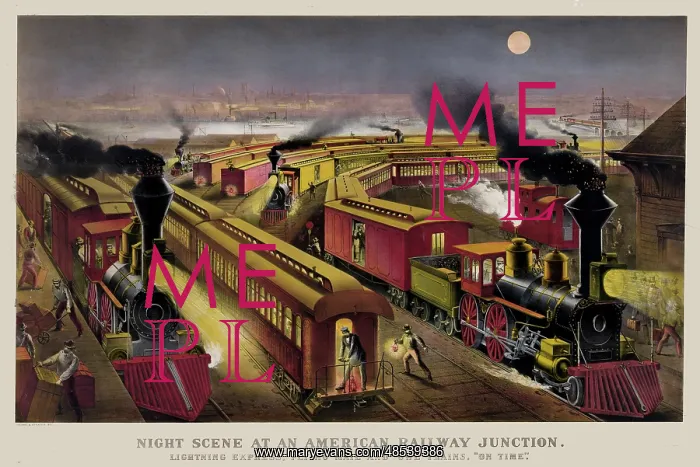 : Night scene at an American railway junction : Night scene at an American railway junction