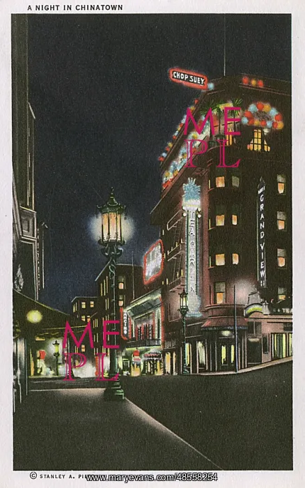 : Night scene, Chinatown, San Francisco, California, USA : Night scene, Chinatown, San Francisco, California, USA