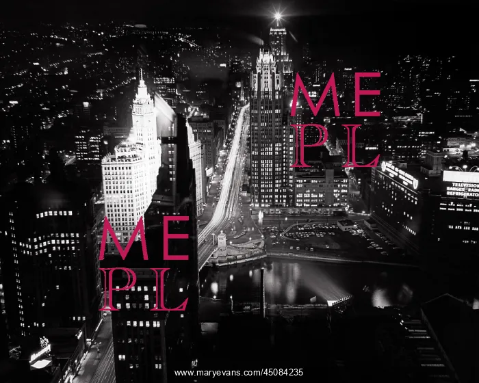 : Night Scene of Michigan Avenue from Prudential : Night Scene of Michigan Avenue from Prudential