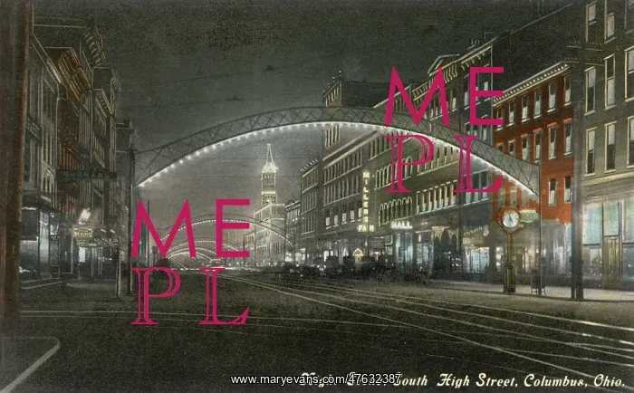 : Night scene, South High Street, Columbus, Ohio, USA : Night scene, South High Street, Columbus, Ohio, USA