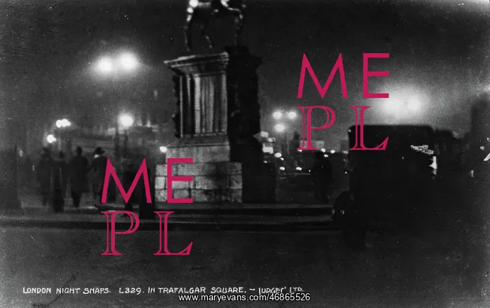 : Night Scene in Trafalgar Square : Night Scene in Trafalgar Square