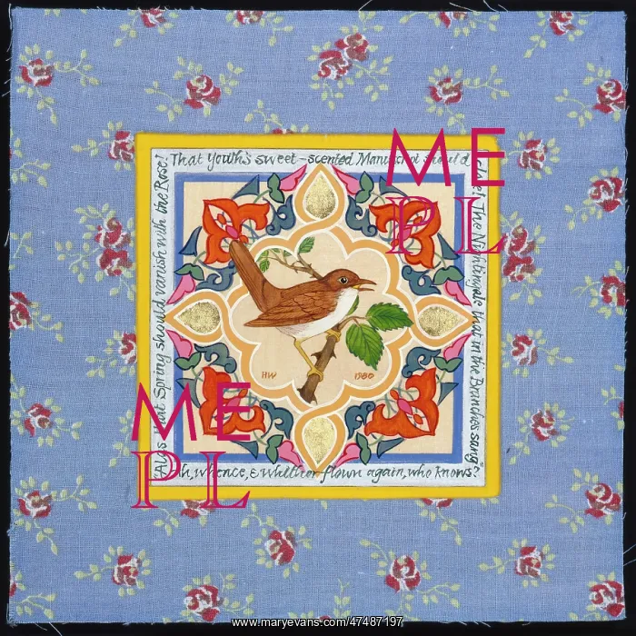 : Nightingale on a decorative background : Nightingale on a decorative background