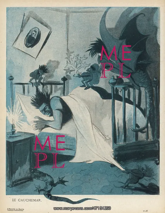 : Nightmare. A diabolical nightmare hovers over an unfortunate victim's bed : Nightmare. A diabolical nightmare hovers over an unfortunate victim's bed