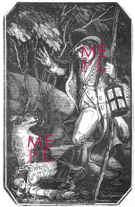 : Nightwatchman finds dead man, c.1810 : Nightwatchman finds dead man, c.1810