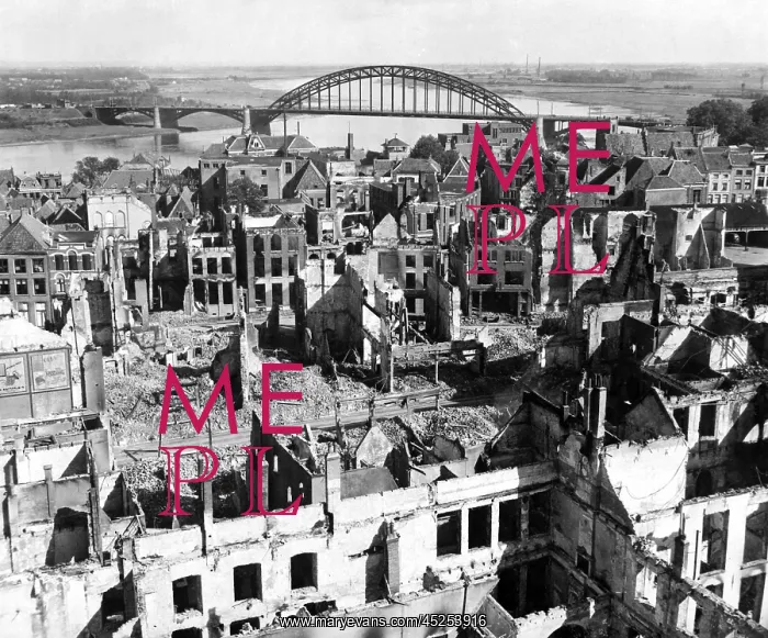 : Nijmegen, Holland, with a view of the bridge over : Nijmegen, Holland, with a view of the bridge over