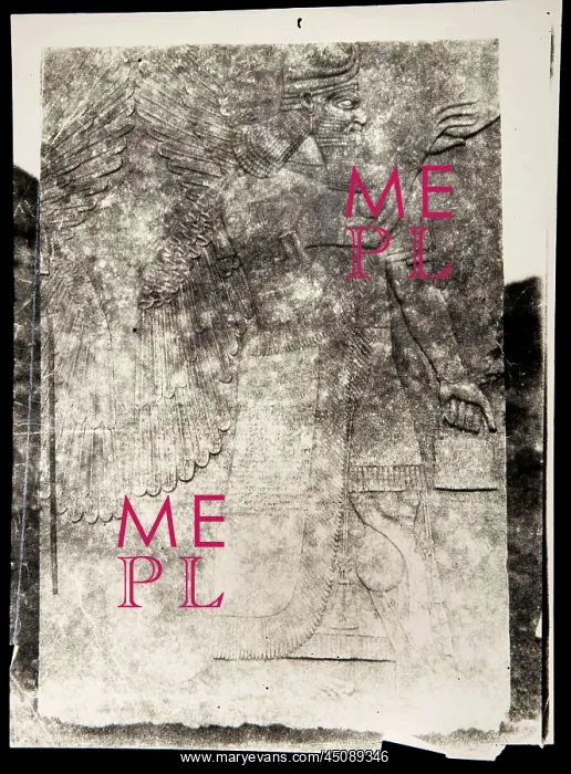  : Nimrud. EXCLUSIVE (b / w photo) Relief depicting a Winged Genie,
