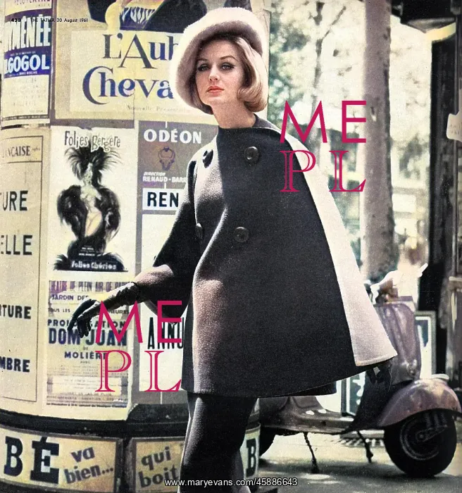 Nina Ricci 1961 Marron Cape Coat and Beret from Mary Evans