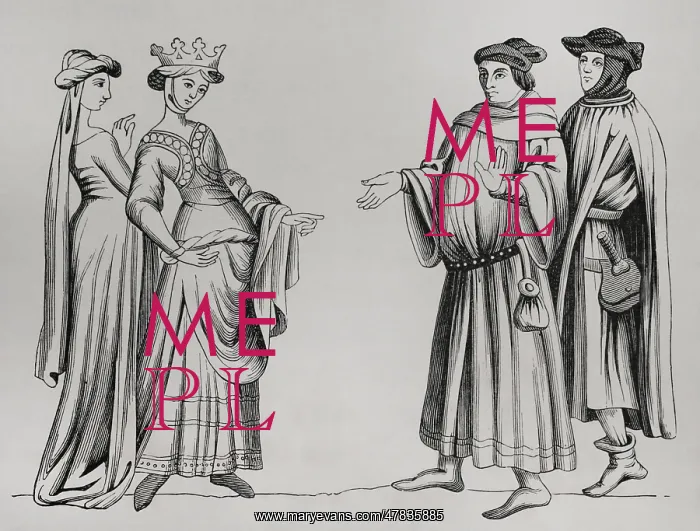 : Noble lady and maid of honour accompanied by two : Noble lady and maid of honour accompanied by two