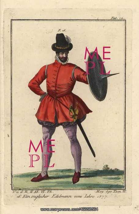 : Nobleman of England with unusual spiked shield, 1577 : Nobleman of England with unusual spiked shield, 1577