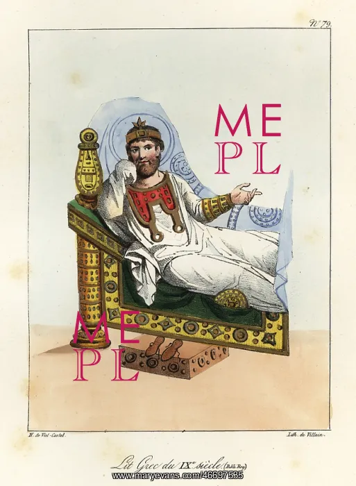 : Nobleman reclining on a Byzantine bed of the 9th century : Nobleman reclining on a Byzantine bed of the 9th century