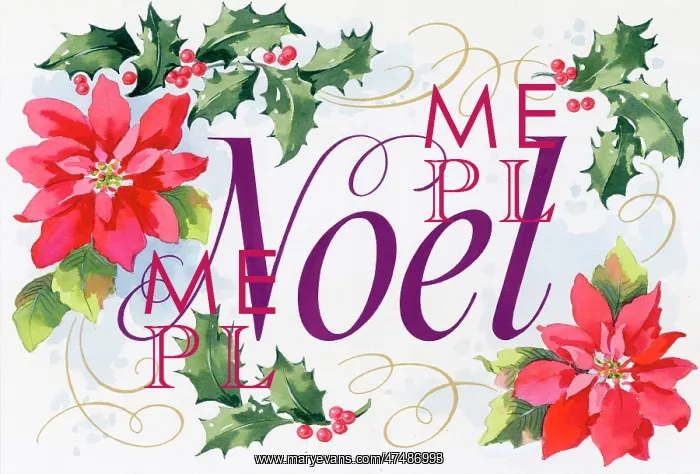  : Noel with Poinsettias and Holly