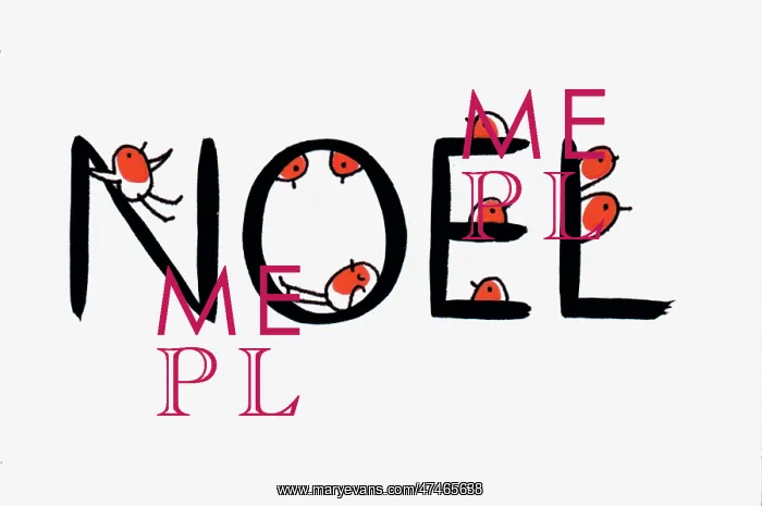: Noel ? with robins (two colour design) : Noel ? with robins (two colour design)