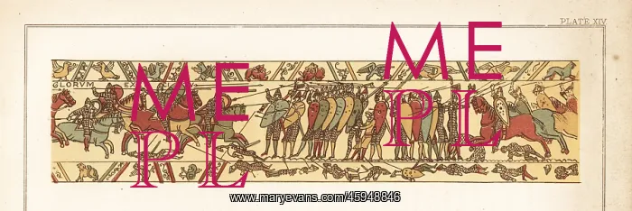 : Norman cavalry charge the English infantry at : Norman cavalry charge the English infantry at