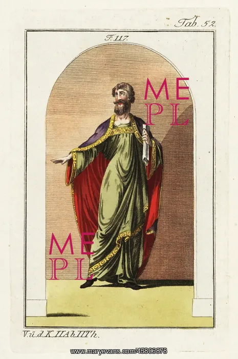 : Norman noble in long tunic and purple mantle : Norman noble in long tunic and purple mantle