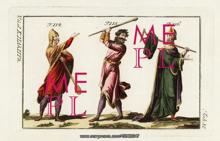 : Norman noblemen in long tunics and mantles : Norman noblemen in long tunics and mantles