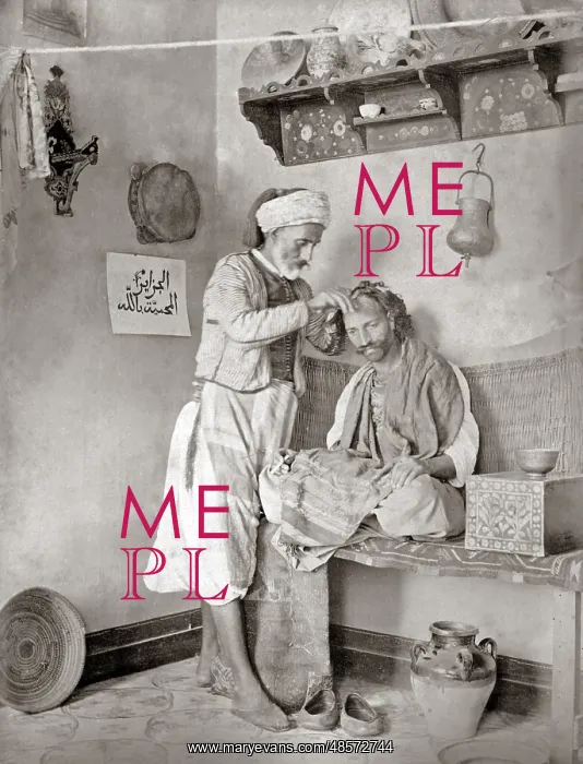 : North Africa, barber at work, circa 1880s