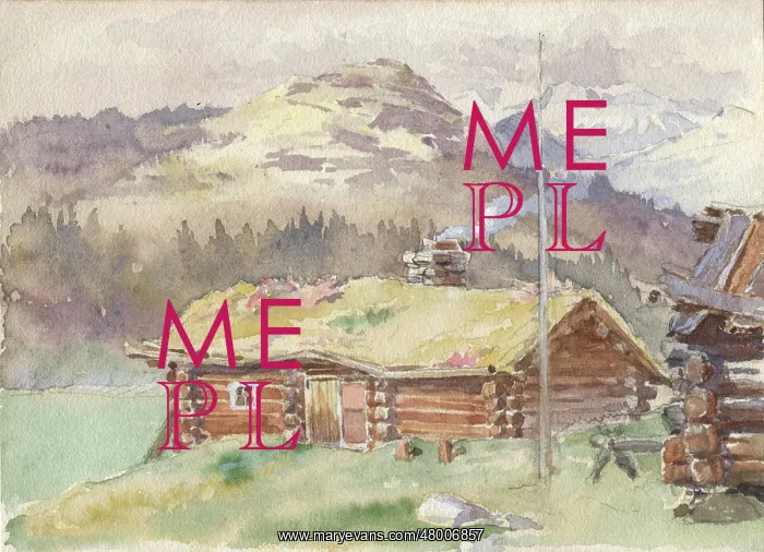 : Norway. A log cabin sketched in Norway : Norway. A log cabin sketched in Norway
