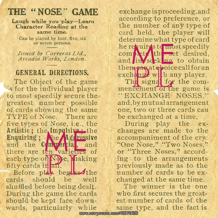  : The Nose Game - General Directions