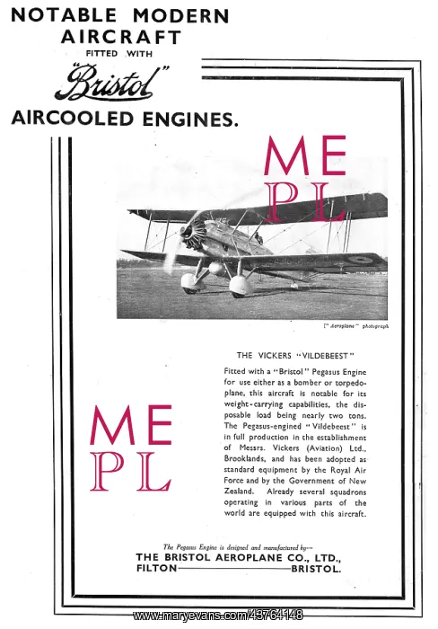 : Notable Bristol Engined Aircraft: Vickers Vildebeest : Notable Bristol Engined Aircraft: Vickers Vildebeest