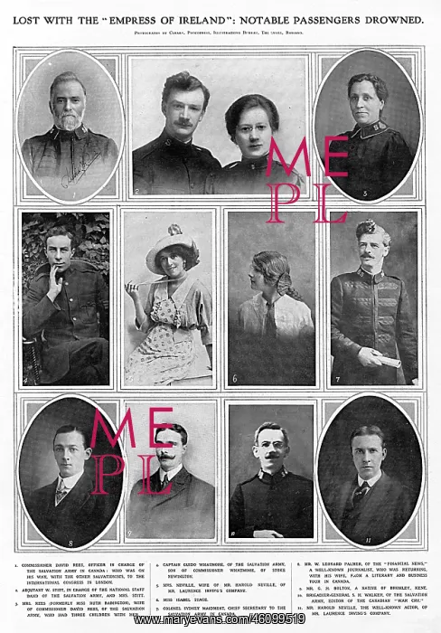 : Notable passengers drowned on Empress of Ireland : Notable passengers drowned on Empress of Ireland