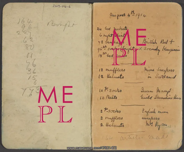 : Notebook recording quantities of comforts for soldiers : Notebook recording quantities of comforts for soldiers