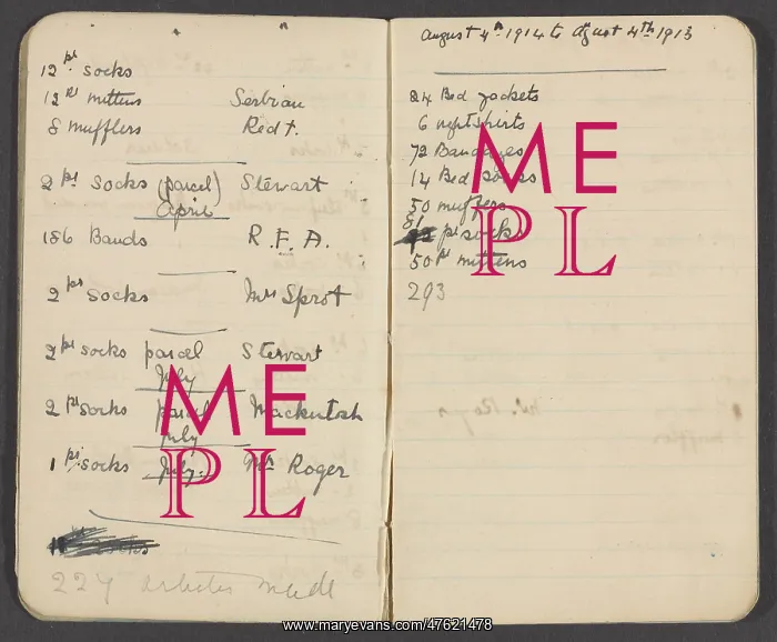 : Notebook recording quantities of comforts for soldiers : Notebook recording quantities of comforts for soldiers