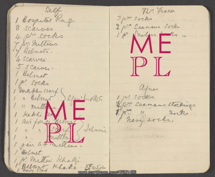 : Notebook recording quantities of comforts for soldiers : Notebook recording quantities of comforts for soldiers