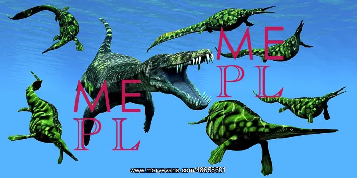 : A Nothosaurus marine reptile attacks a pod of : A Nothosaurus marine reptile attacks a pod of
