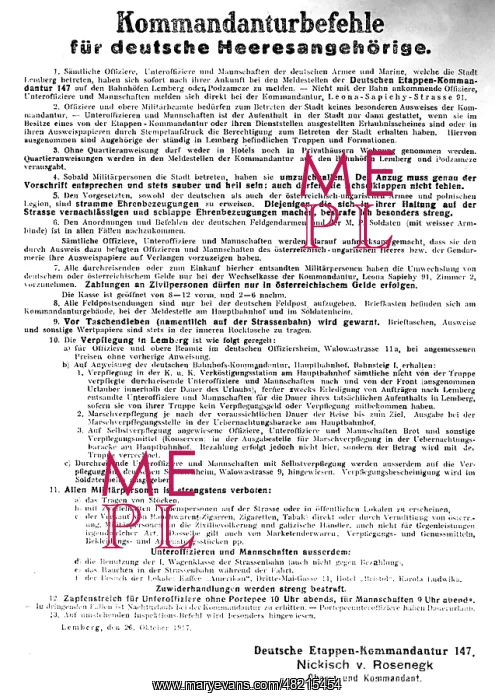 : Notification by the German rear echelon headquarters, 1917 : Notification by the German rear echelon headquarters, 1917