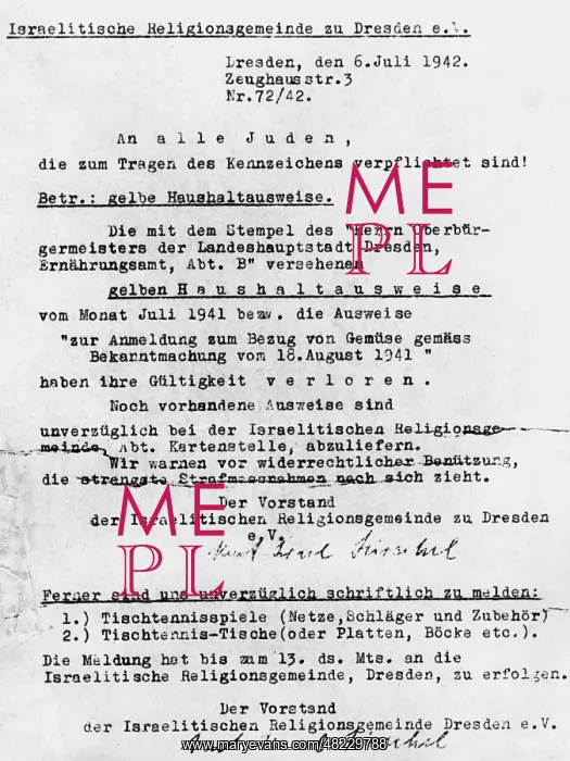 : Notification of the Israeli religious community in Dresden : Notification of the Israeli religious community in Dresden