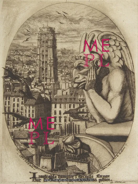 : Notre-Dame de Paris Gargoyle, 1853 : Notre-Dame de Paris Gargoyle, 1853