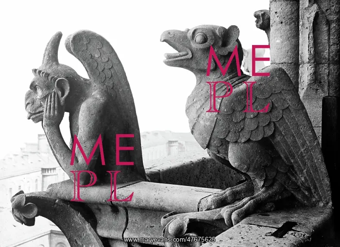 : Notre-Dame de Paris, Gargoyle and Bird, 1918 : Notre-Dame de Paris, Gargoyle and Bird, 1918