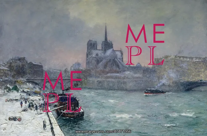 : Notre Dame ' snowscene with river : Notre Dame ' snowscene with river