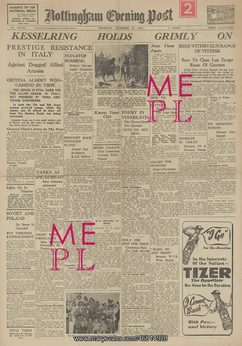: Nottingham Evening Post - German Army defend Monte Cassino : Nottingham Evening Post - German Army defend Monte Cassino