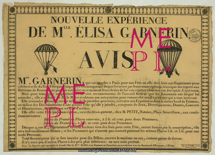 : Nouvelle experience de Mlle. Elisa Garnerin : Nouvelle experience de Mlle. Elisa Garnerin