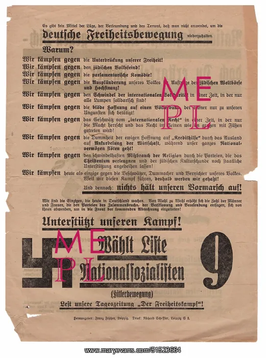 : NSDAP Election Flyer: Leipzig - Side 2 : NSDAP Election Flyer: Leipzig - Side 2