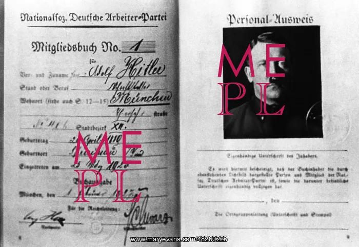 : NSDAP identity card of Hitler, 1925 : NSDAP identity card of Hitler, 1925