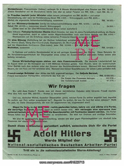 : NSDAP propaganda pamphlet - back cover