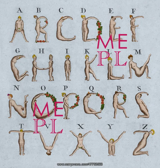 : Nude Alphabet with No U, 1789 : Nude Alphabet with No U, 1789