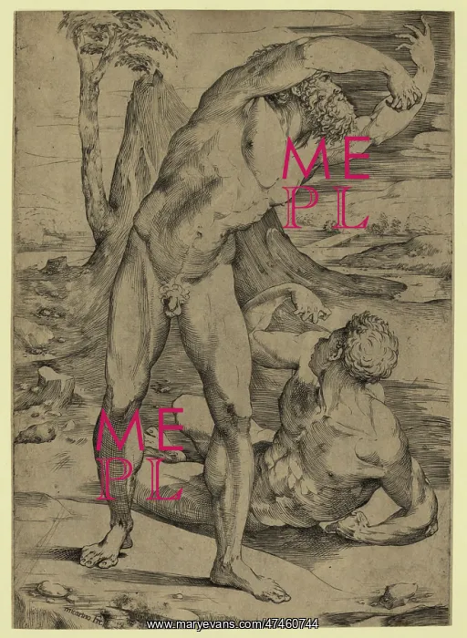 : Two nude men: one standing, one reclining : Two nude men: one standing, one reclining